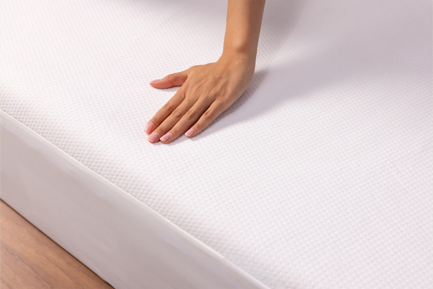 Close-up of the plush cover on the Octave Mattress Protector