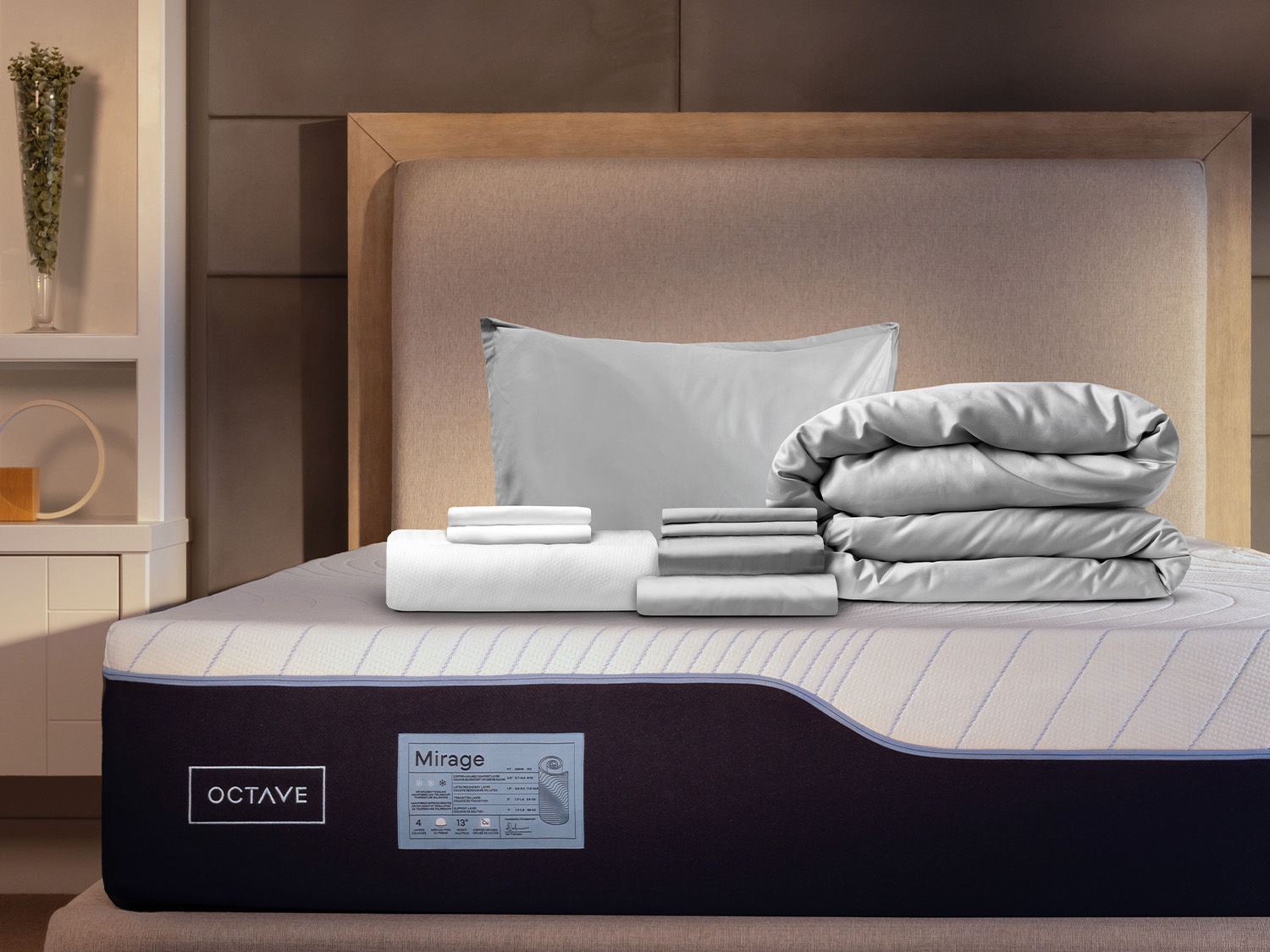 Premium Sleep Bundle + Duvet on top of a Octave mattress