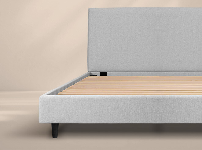 Front view of Upholstered Bed in Dove Grey colour
